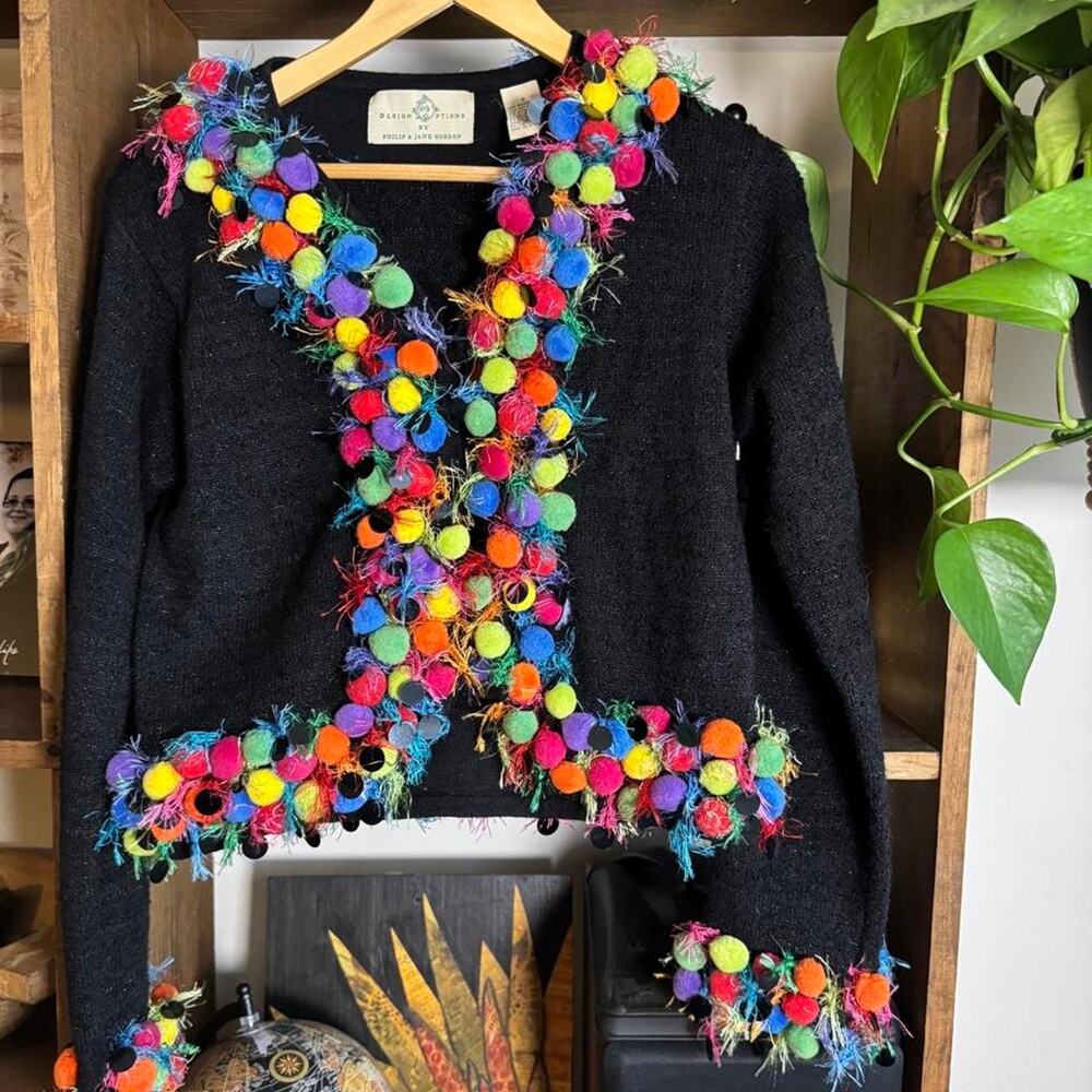 Design Options by Philip & Jane Gordon Pompom Cardigan Small